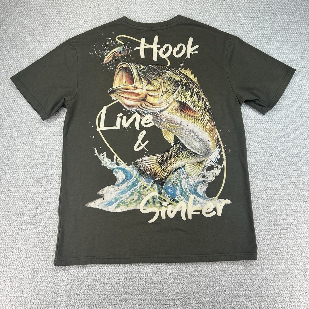 Vintage Your Team Sucks T Shirt Large Green Graphic Hook Line Sinker Fishing
